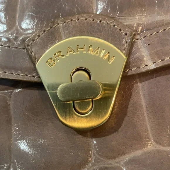 Brahmin Tan Alligator print Satchel Style handbag. - Picture 13 of 16